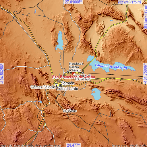 Topographic map of San Francisco de Arriba