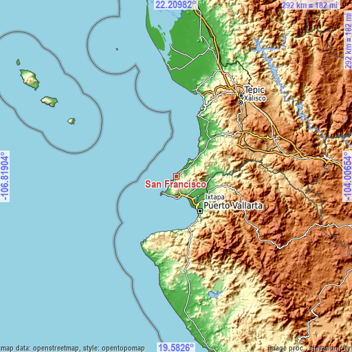 Topographic map of San Francisco