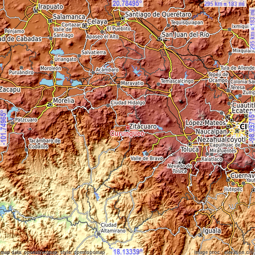 Topographic map of Curungueo