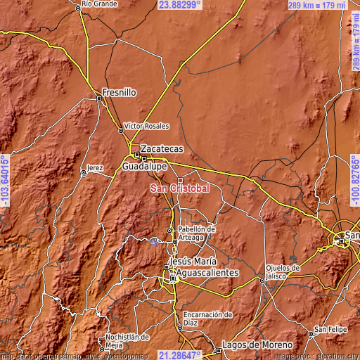 Topographic map of San Cristóbal