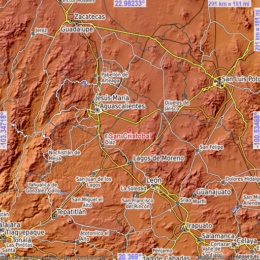 Topographic map of San Cristóbal