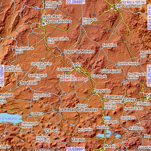 Topographic map of San Cristóbal