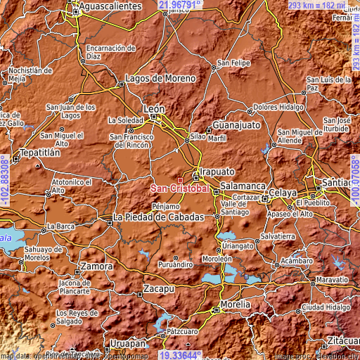Topographic map of San Cristóbal