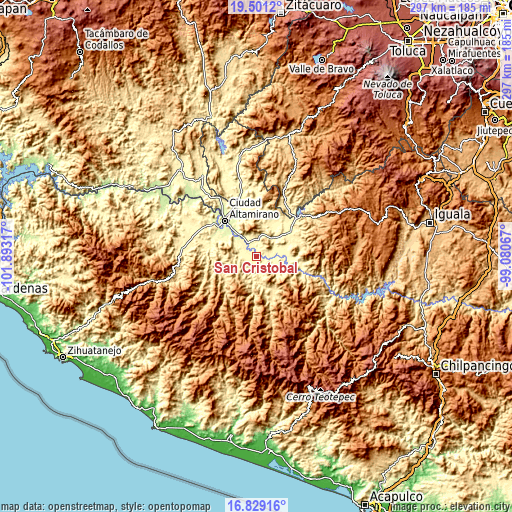 Topographic map of San Cristóbal