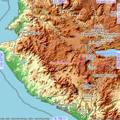 Topographic map of San Clemente