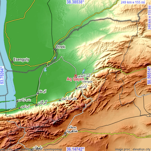 Topographic map of Āq Qāyeh