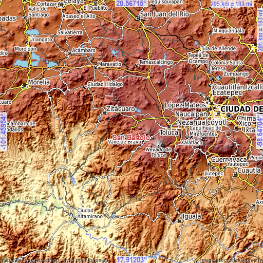 Topographic map of San Bartolo