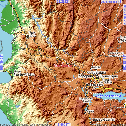 Topographic map of San Andrés