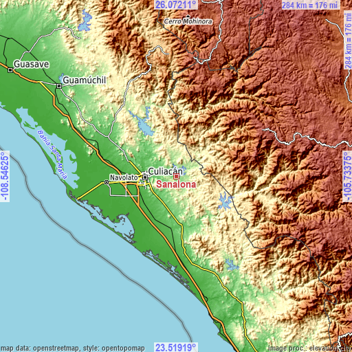 Topographic map of Sanalona