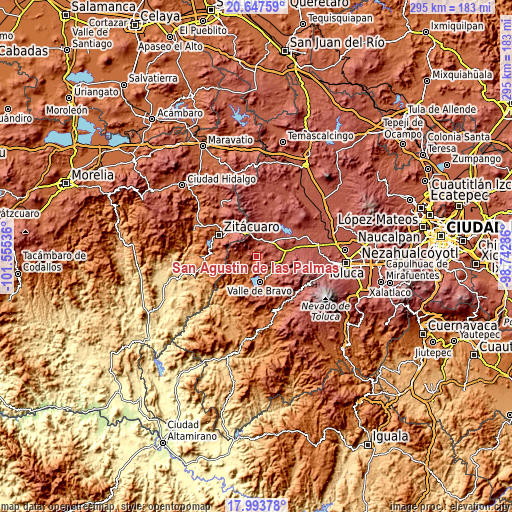 Topographic map of San Agustín de las Palmas