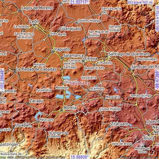 Topographic map of Salvatierra