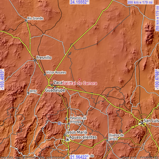 Topographic map of Salitral de Carrera