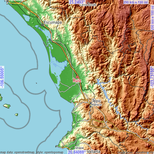 Topographic map of Ruíz