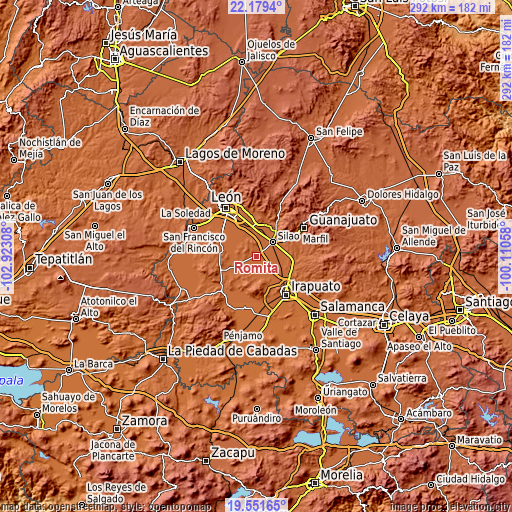 Topographic map of Romita