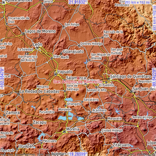 Topographic map of San Antonio de Romerillo