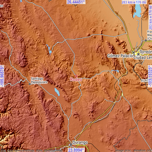 Topographic map of Rodeo