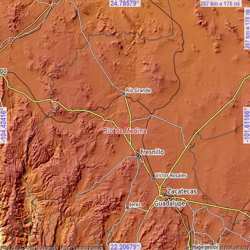 Topographic map of Rio de Medina