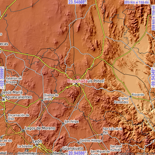 Topographic map of Rinconada