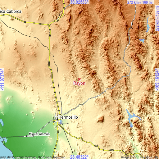 Topographic map of Rayón