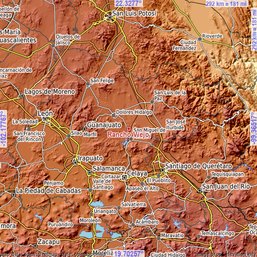 Topographic map of Rancho Viejo