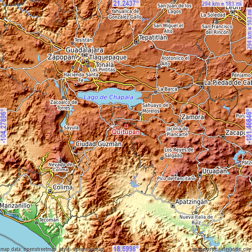 Topographic map of Quitupan