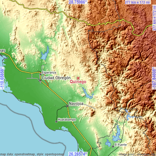 Topographic map of Quiriego