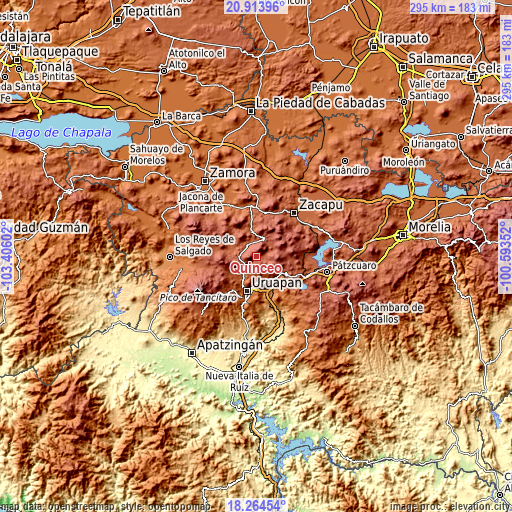 Topographic map of Quinceo