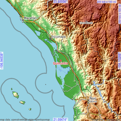 Topographic map of Quimichis