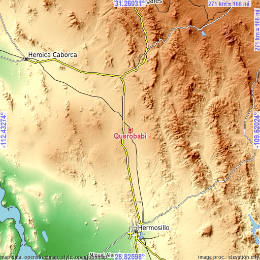 Topographic map of Querobabi