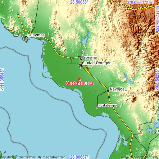 Topographic map of Quetchehueca