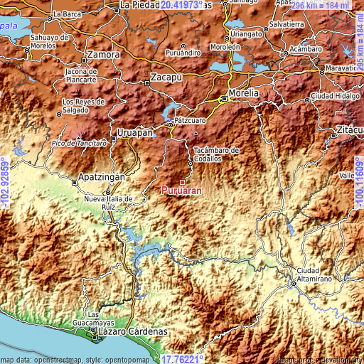 Topographic map of Puruarán