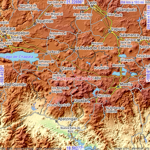 Topographic map of Purépero de Echáiz