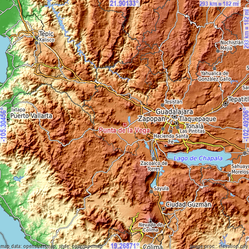 Topographic map of Punta de la Vega