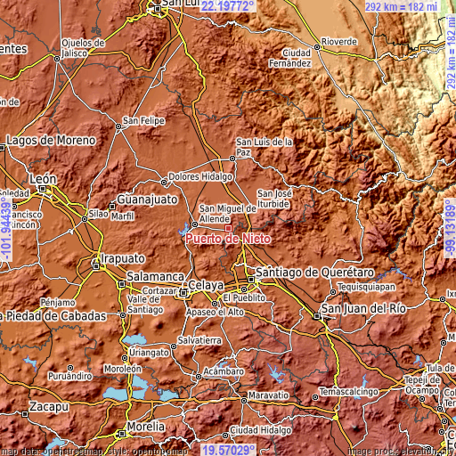 Topographic map of Puerto de Nieto