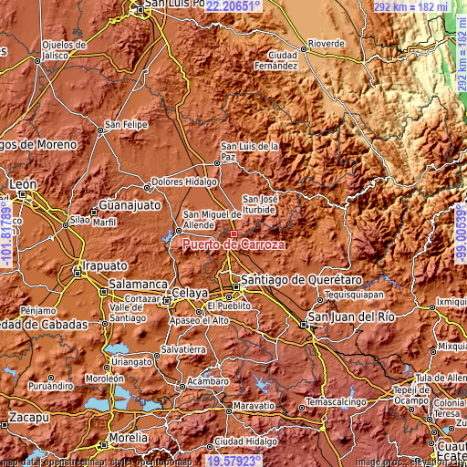 Topographic map of Puerto de Carroza