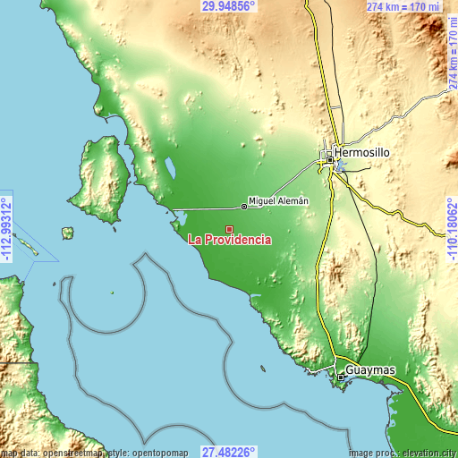 Topographic map of La Providencia