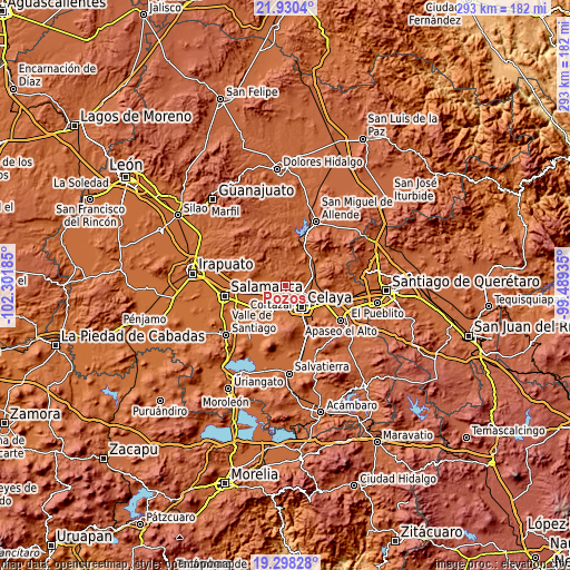 Topographic map of Pozos