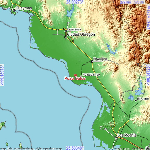 Topographic map of Pozo Dulce