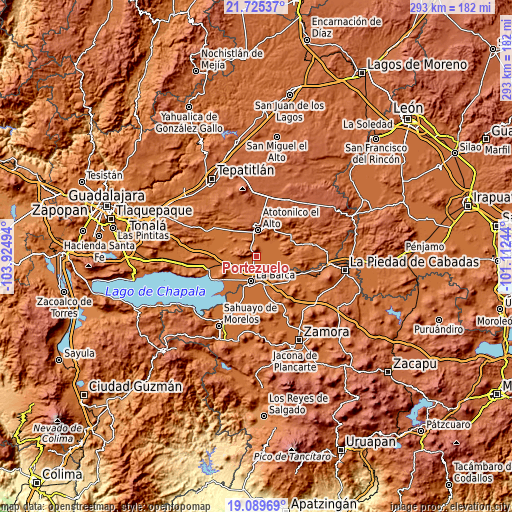 Topographic map of Portezuelo