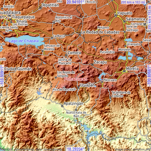 Topographic map of Pomacuarán
