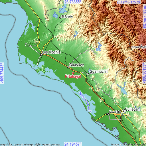 Topographic map of Pitahayal