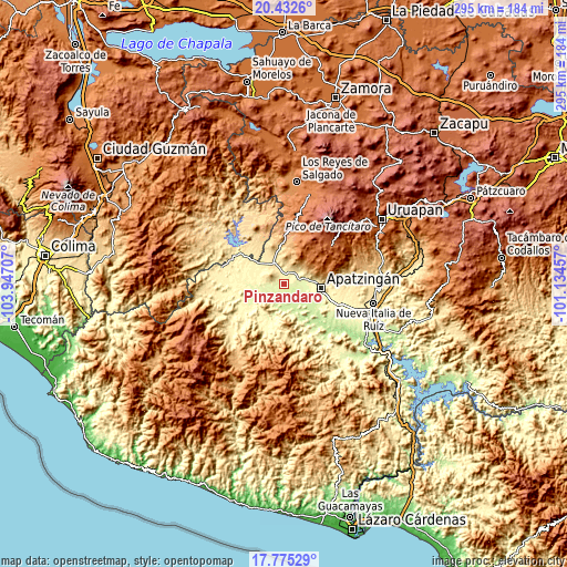 Topographic map of Pinzándaro