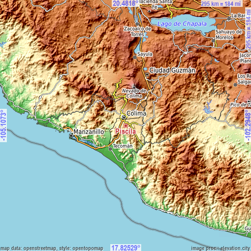 Topographic map of Piscila