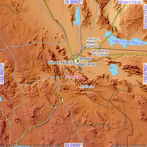 Topographic map of Picardías