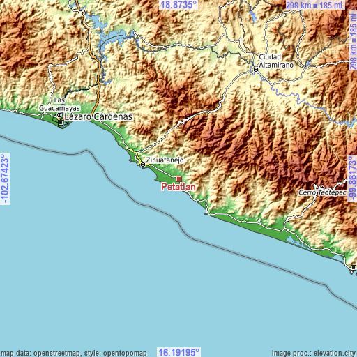 Topographic map of Petatlán