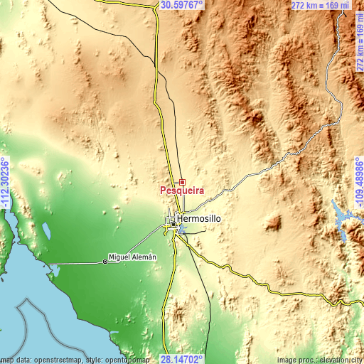 Topographic map of Pesqueira