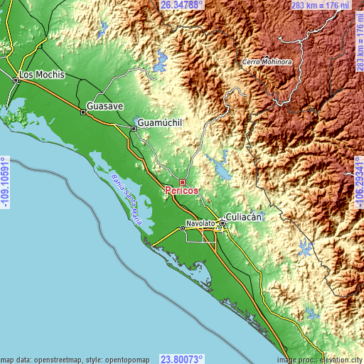 Topographic map of Pericos