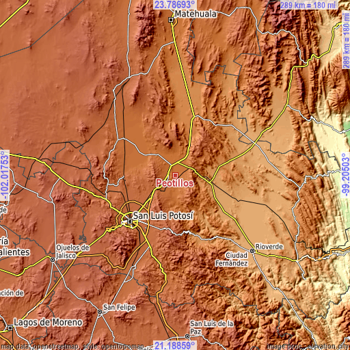 Topographic map of Peotillos