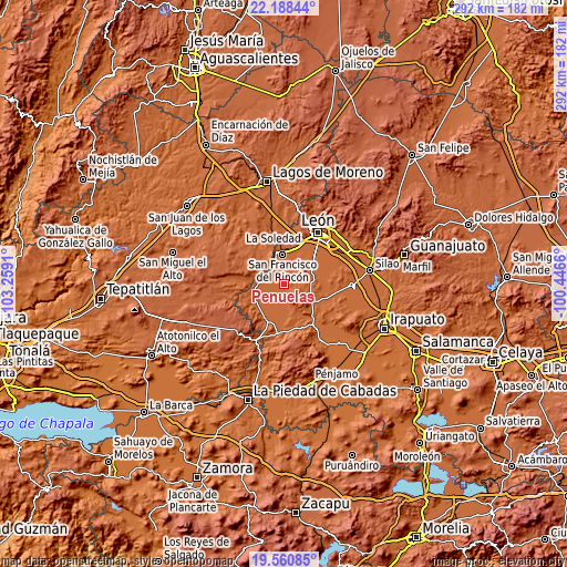 Topographic map of Peñuelas