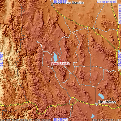 Topographic map of Peña Blanca